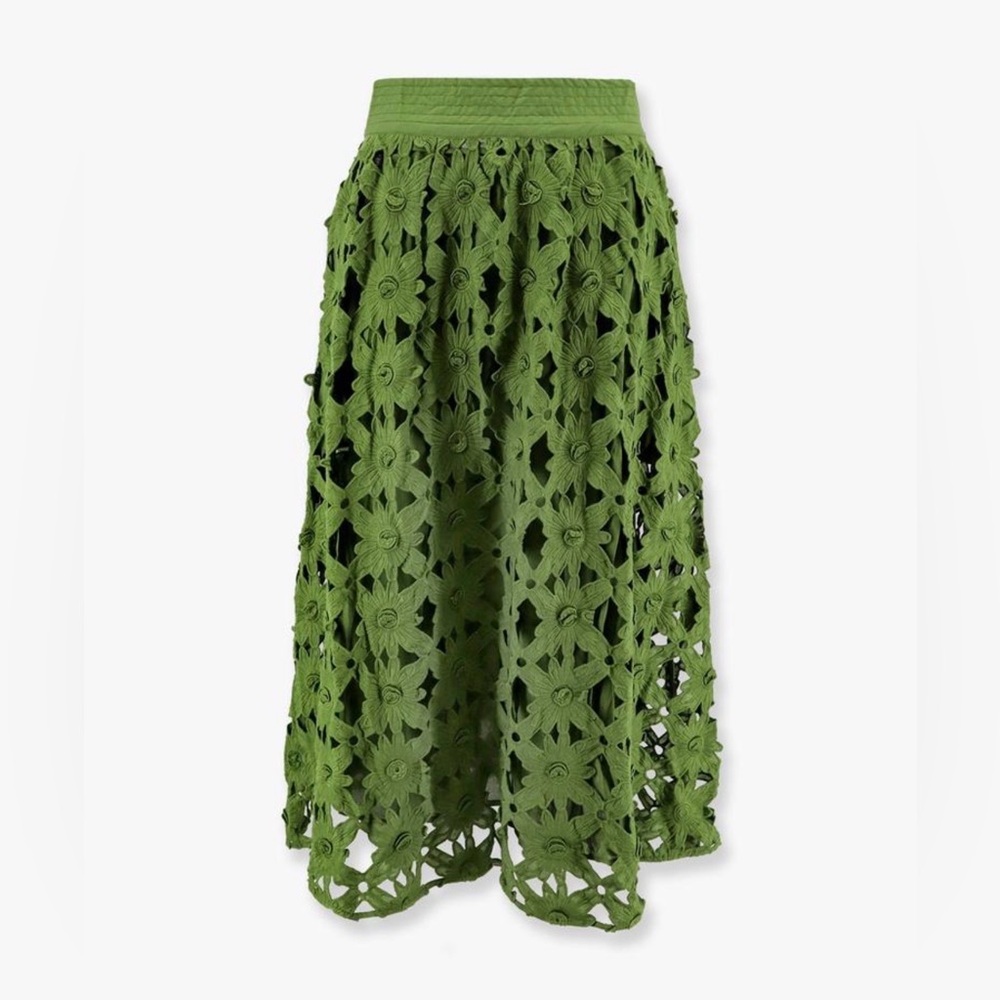 FARM Rio Green Richelieu Midi Skirt